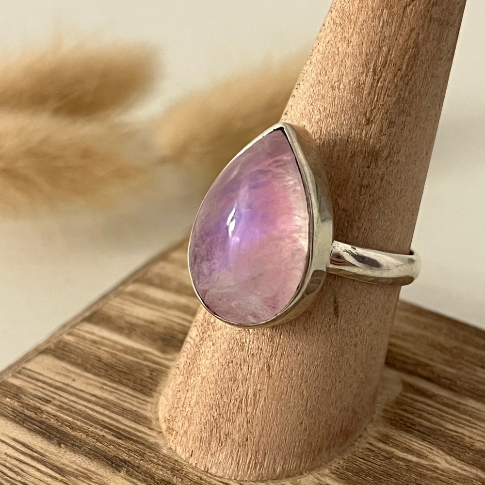 925 Solid Sterling Silver Pink Moonstone Gemstone… - image 8